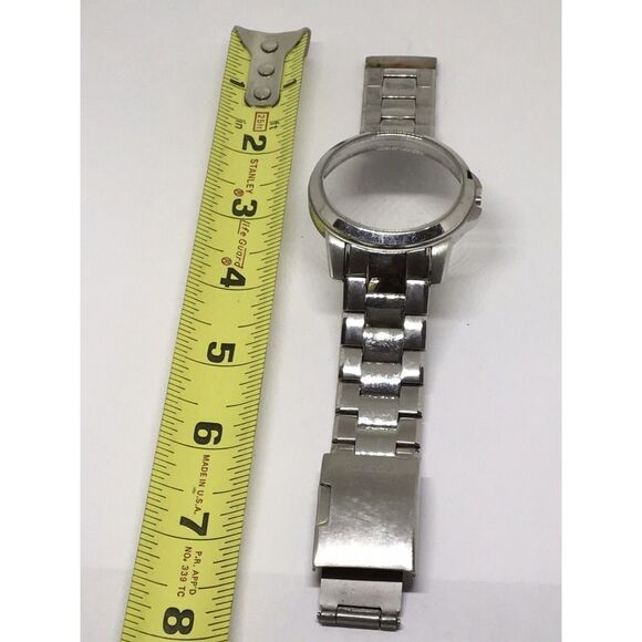 Fossil Stainless Steel Links Parts Case W/ Crystal Silver Full Band 22mm V859 - Picture 1 of 6